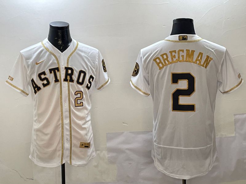 Men Houston Astros #2 Bregman White Gold Elite 2025 Nike MLB Jersey style 4